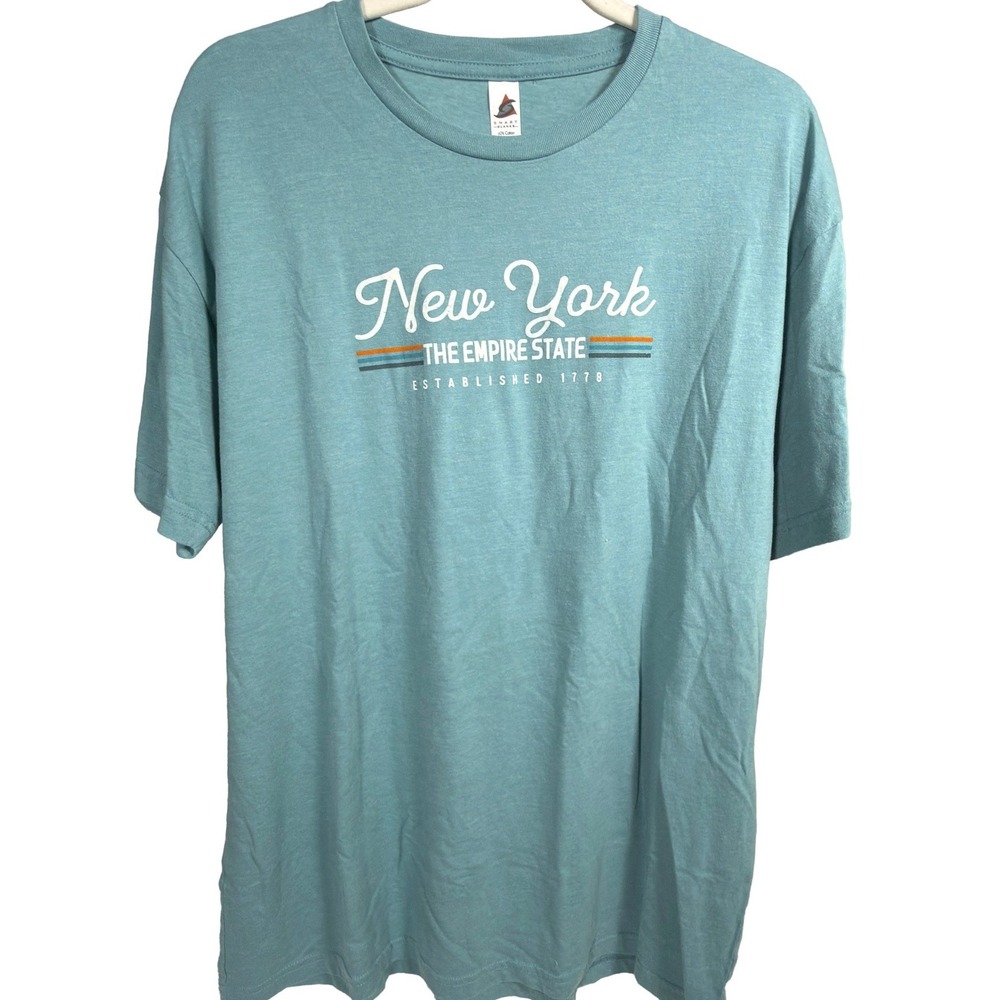 Smart Blanks T-Shirt XL Mens New York Empire State Graphic Teal Blue